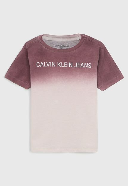 Camiseta Calvin Klein Kids Infantil Degradê Vinho/Rosa - Marca Calvin Klein Kids