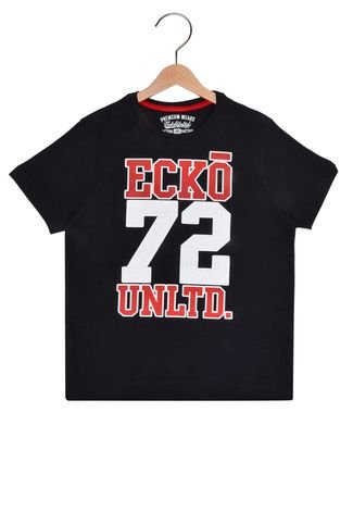 Camiseta Ecko Manga Curta Menino Preto