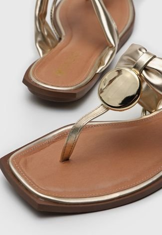 Rasteira DAFITI SHOES Metalizada Dourada - Compre Agora