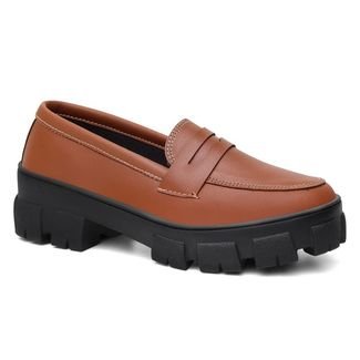 Mocassim Feminino Oxford Tratorado Caramelo