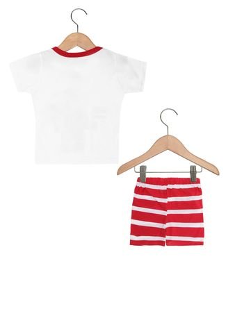 Pijama Marisol Curto Menino Branco/Vermelho