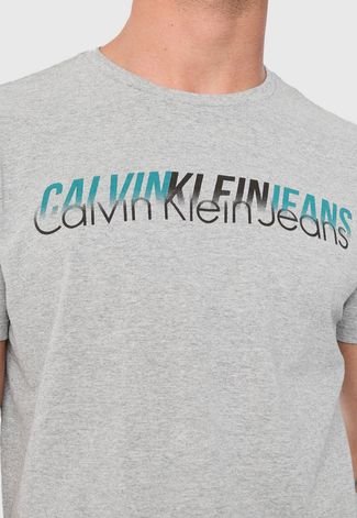 Camiseta Calvin Klein Jeans Lettering Cinza - Compre Agora