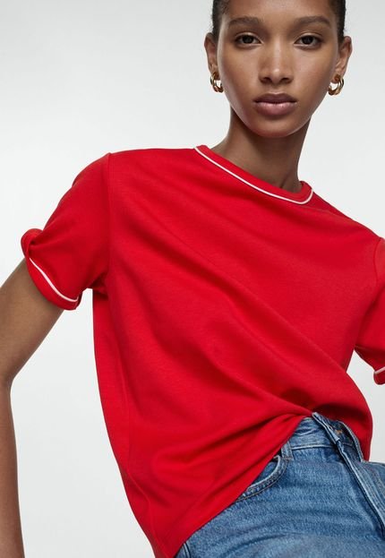 Camiseta Mango Reta Vies Vermelha - Marca Mango