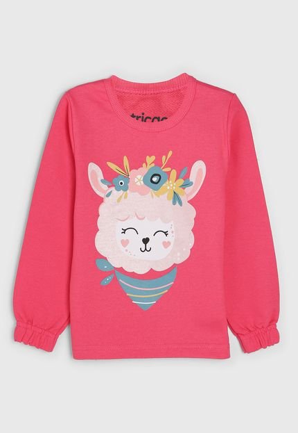 Blusa de Moletom Tricae Eco & Fun Infantil Lhama Rosa - Marca Tricae Eco & Fun