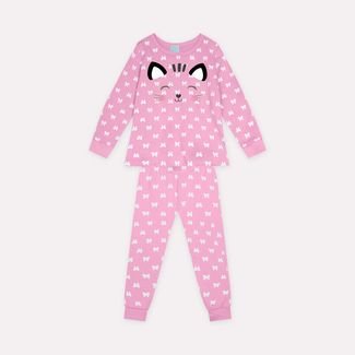Pijama Brilha no Escuro Infantil Menina Kyly Rosa