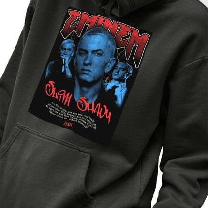 Blusa Moletom Genuine Grit Masculino Estampado Algodão 30.1 Eminem Slim Shady - Preto - Marca Genuine