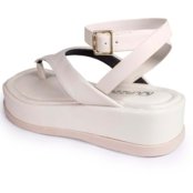 Chinelo Feminino Flatform Sandália Papete Confortável Fecho Fivela Off White - Marca LAZZLU