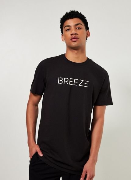 Camiseta Alongada Preta Escrito Breeze - Marca Youcom