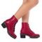 Bota Coturno Feminino Strass Cano Curto Saltinho Médio Leve Moda Vermelho - Marca Stessy Shoes