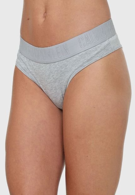 Calcinha Calvin Klein Underwear Tanga Logo Cinza - Marca Calvin Klein Underwear