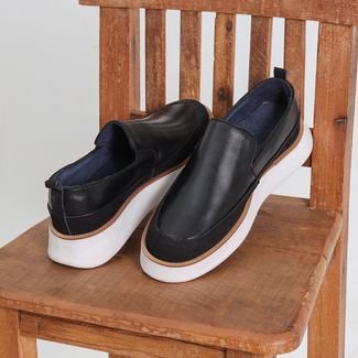 Sapato Loafer Confort Masculino em Couro Solado Elevado