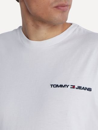 Camiseta Tommy Jeans Masculina Classic Linear Embroidered Chest Branca