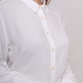 Camisa Manga Longa em Viscose Off White