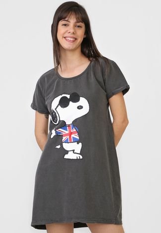 Vestido Snoopy Curto Personagem Grafite