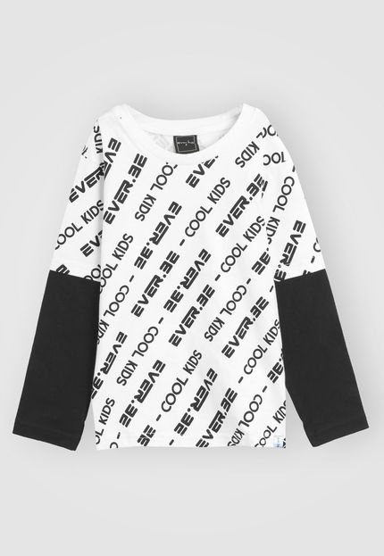 Camiseta EVER.BE Infantil Lettering Branco/Preto - Marca EVER.BE