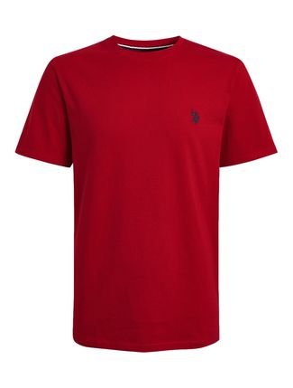 Camiseta U.S. Polo Assn Masculina Crewneck Classic Navy Icon Vermelha