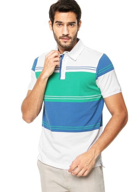 Camisa Polo Pacific Blue Listra  Azul/ Verde - Marca Pacific Blue