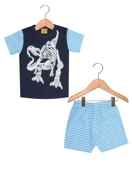 Pijama Confecções Rolu Curto Menino Azul/Cinza - Marca Confecções Rolu