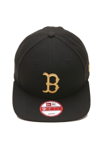 Boné New Era 950 Orig. Fit Snapback Basic Logo Gold Boston Red Sox  MLB Preto - Marca New Era