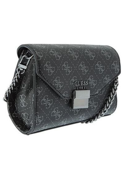 Bolso Manos Libres Negro Gris GUESS Mia Mini Crossbody Flap Coal