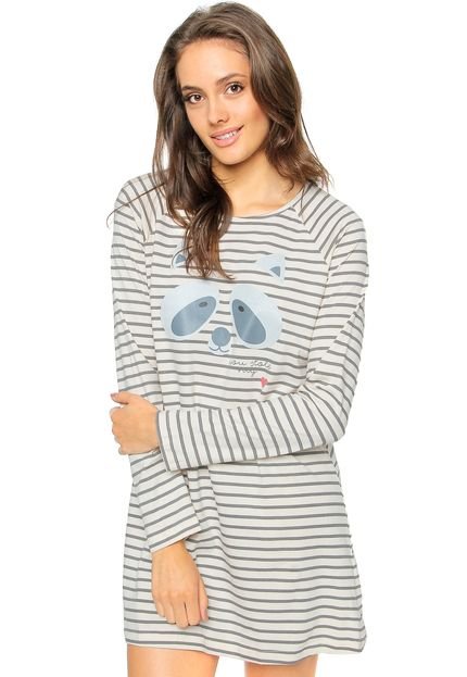 Camisola Espaço Pijama Listrada Bege - Marca Espaço Pijama