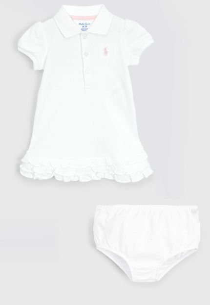 Vestido Polo Ralph Lauren Infantil Com Tapa Fralda Branco - Marca Polo Ralph Lauren