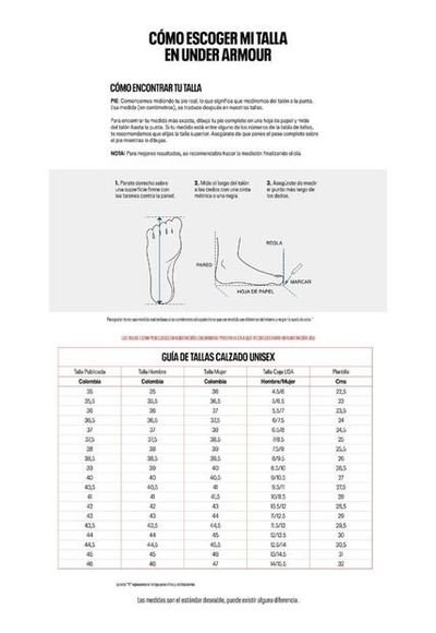 Tallas zapatos 2025 under armour colombia