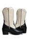 Bota Western Texana Couro Bico Fino Country Feminina Preto com Off White Rado Shoes - Marca RADO SHOES