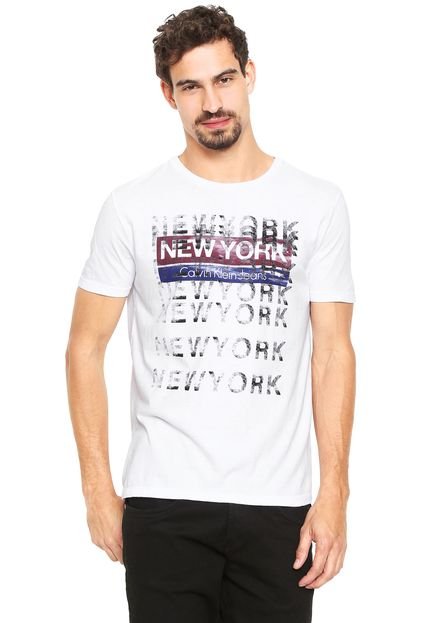 Camiseta Calvin Klein Jeans Repetição Branca - Marca Calvin Klein Jeans