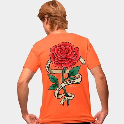 Camisa Camiseta Genuine Grit Masculina Estampada Algodão 30.1 Roses - GG - Laranja - Marca Genuine