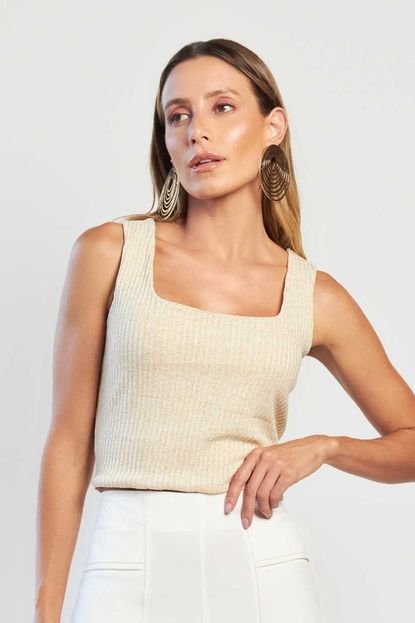 Regata Vanibele Cropped Dourado - Marca Vanibele