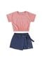 Conjunto Infantil Menina Blusa e Shorts Saia Glitter Marlan  Rosa Neon - Marca Marlan