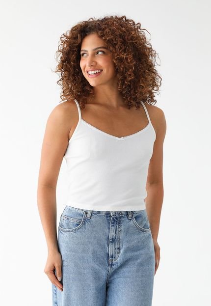 Regata Cropped Levis Ajustada Texturizada Off-White - Marca Levis