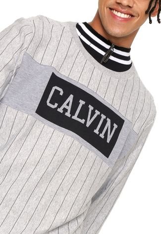 Moletom Fechado Calvin Klein Jeans Estampado Cinza