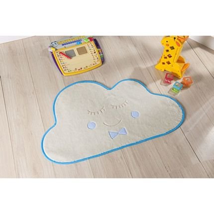 Tapete para Quarto Infantil Formatos Baby - 82 cm x 52cm - Nuvem Azul Turquesa - Marca Guga Tapetes