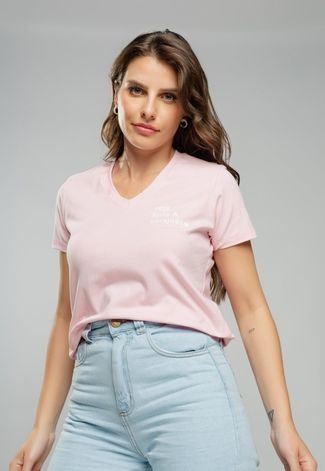 T-Shirt Gola V Seja Forte Salvatore Fashion Rosa