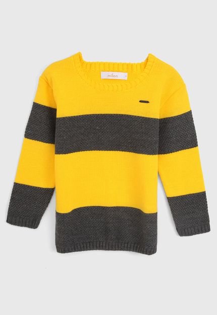 Suéter Milon Infantil Tricot Color Block Amarelo/Cinza - Marca Milon