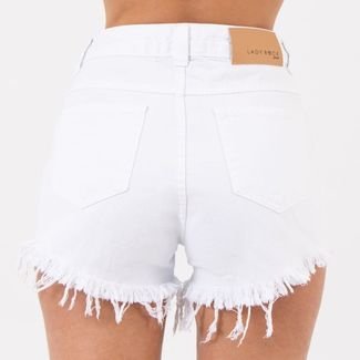 Short Jeans Feminino Hot Pant Destroyed Branco Lady Rock