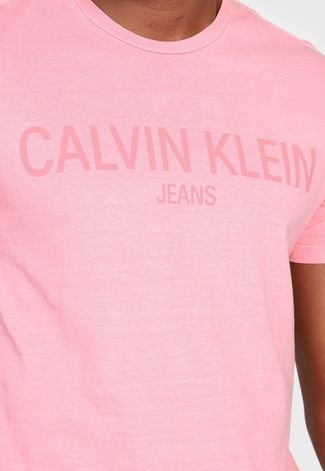 Camiseta Calvin Klein Jeans Lettering Rosa