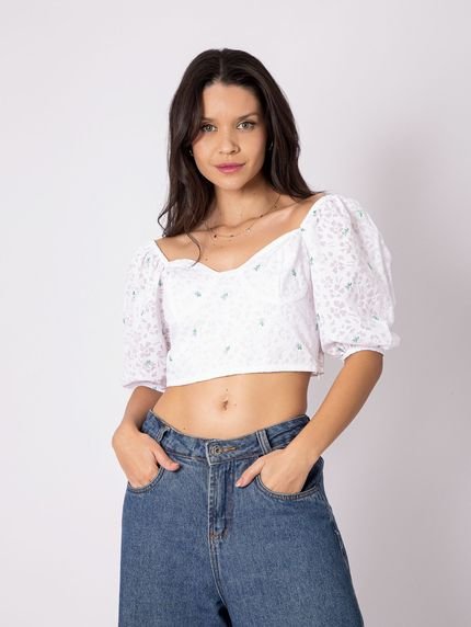 CROPPED LAISE MANGA BUFANTE BRANCO - Marca RAIZZIS