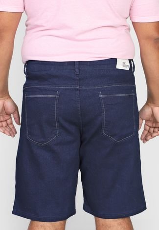 Bermuda Jeans Biotipo Reta Pespontos Azul