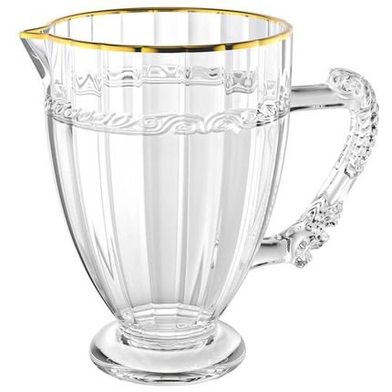 Jarra de Suco e Água em Cristal Transparente Imperial Fio de Ouro 1L - Lyor - Marca Lyor