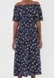 Vestido Facinelli by MOONCITY Midi Floral Azul-Marinho - Marca Facinelli