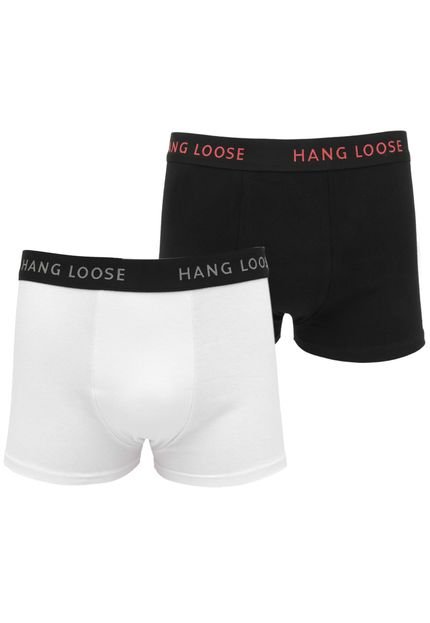 Kit 2pçs Cueca Hang Loose Boxer Lettering Preto/Branco - Marca Hang Loose