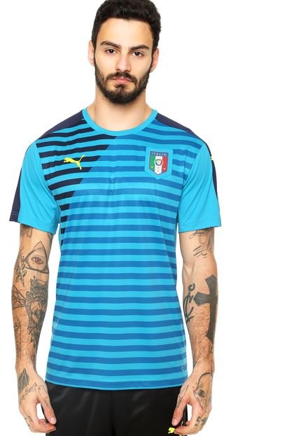 Camiseta Manga Curta Puma Figc Italia Stadium Jersey Azul/Amarela - Marca Puma
