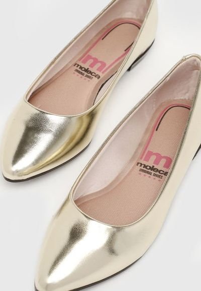 Zapato top plano dorado