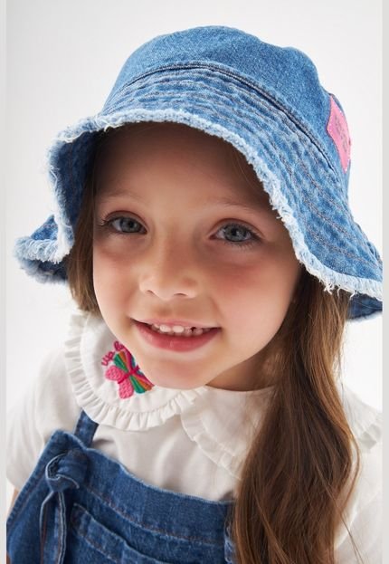 Bucket Hat Infantil em Jeans Para Menina Up Baby Azul - Marca Up Baby