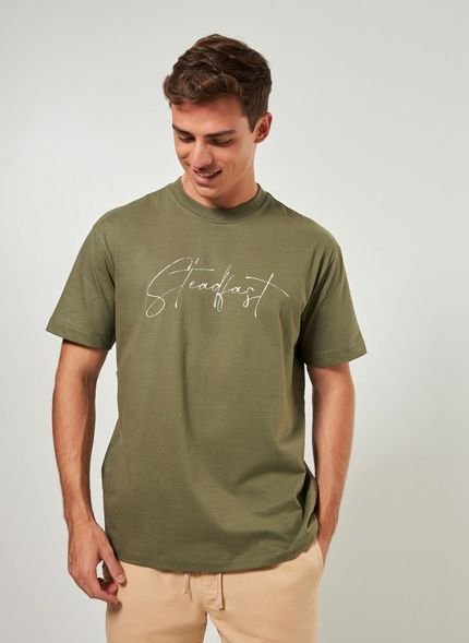 Camiseta Box Verde Militar Escrito - Marca Youcom
