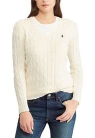 Sweater Cable-Knit V-Neck Beige Polo Ralph Lauren