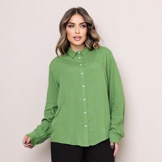 Camisa Manga Longa em Viscose Verde